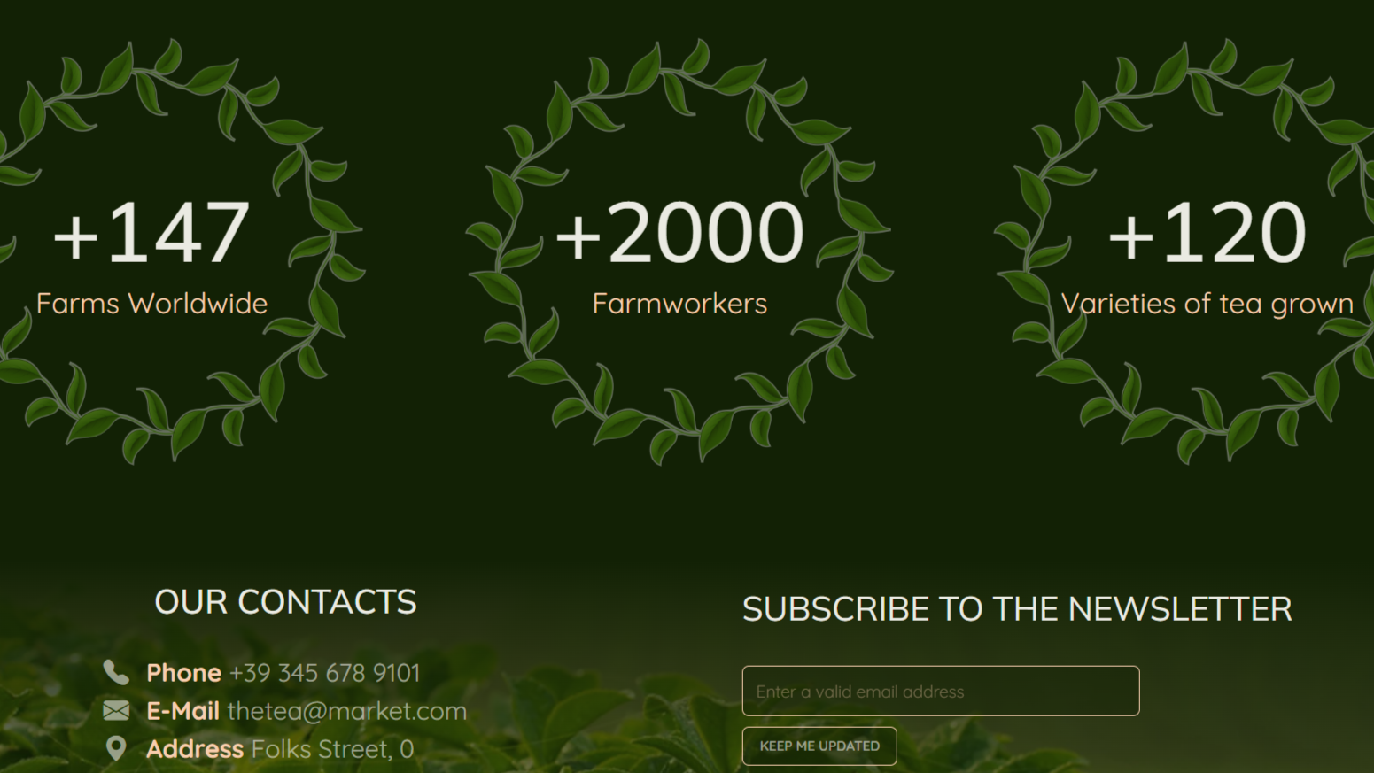 The tea market website preview